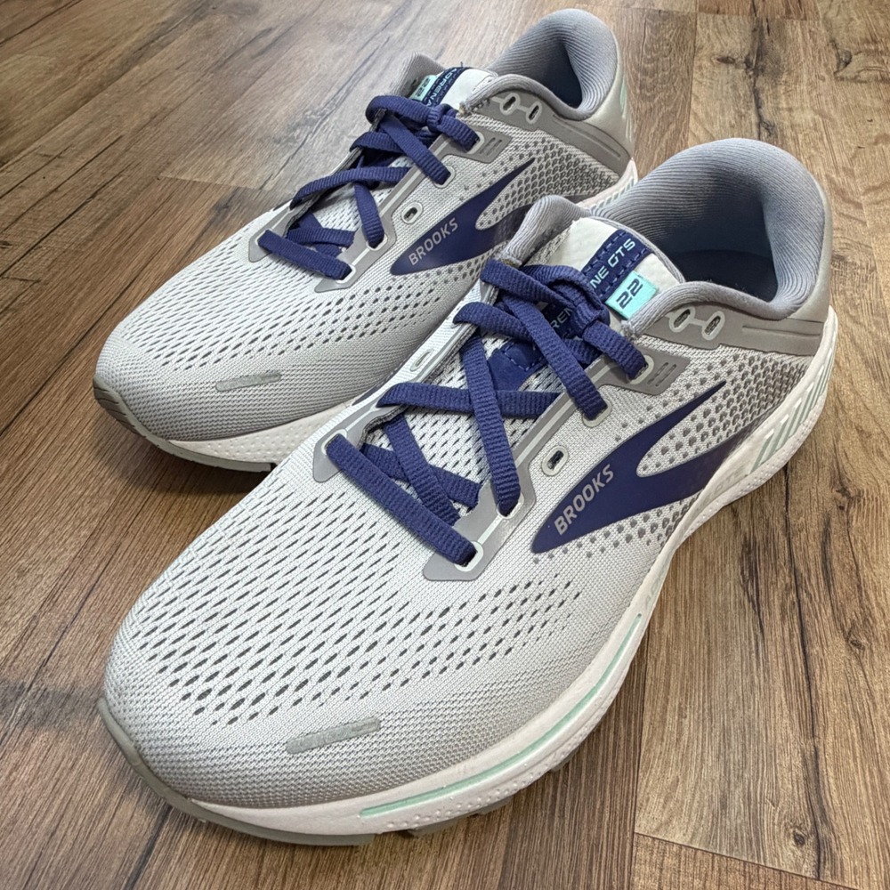 Brooks Adrenaline GTS 22 Womens Running Shoes Grey Blue Size 9 Wide No INSERTS!